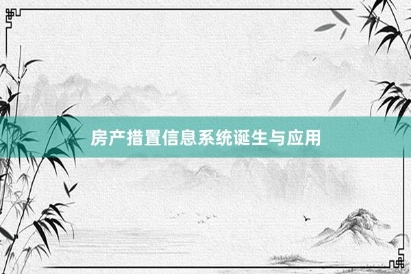 房产措置信息系统诞生与应用